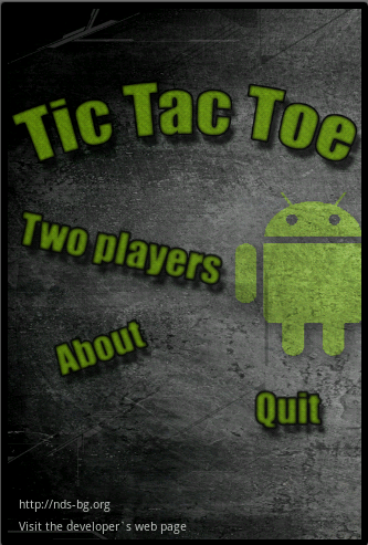 tic tac toe main screen