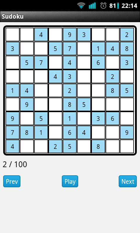 Sudoku game play